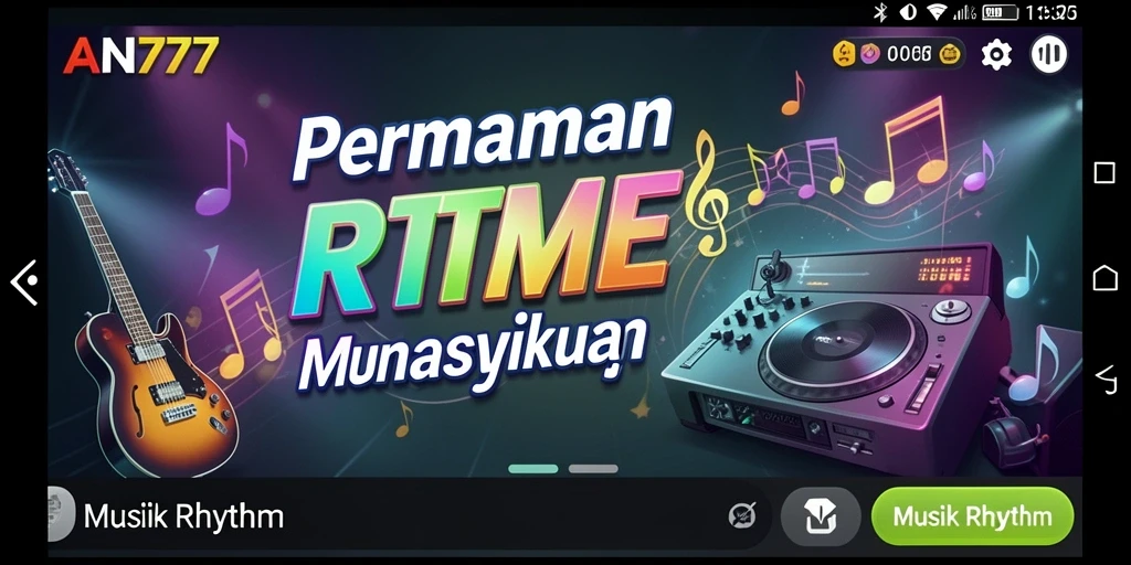 Antarmuka game Musik Rhythm AN777 yang menarik dan interaktif.