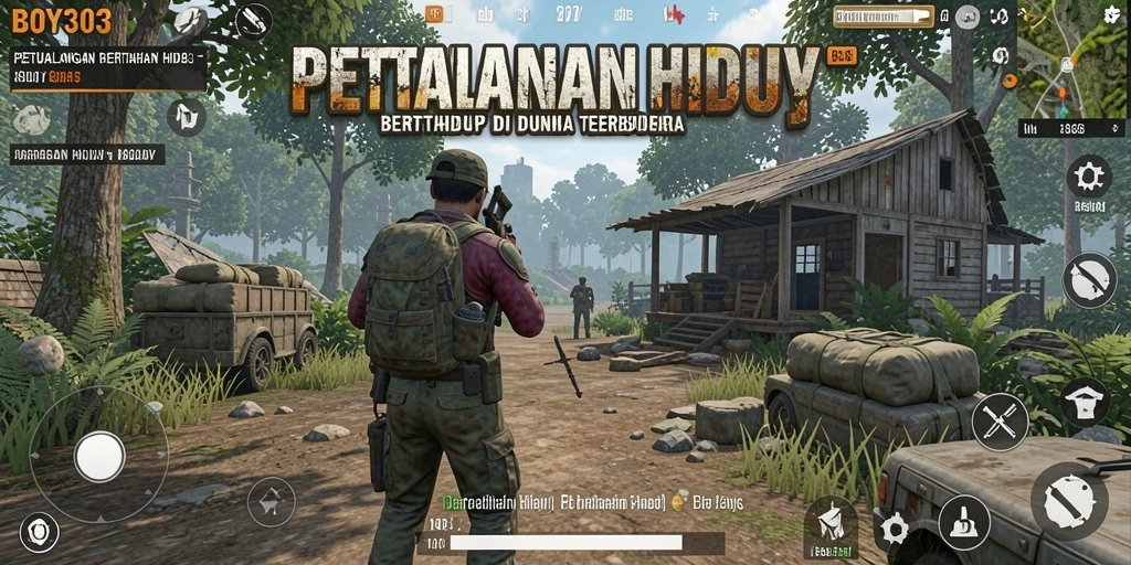 Antarmuka pengguna BOY303 dengan elemen bertahan hidup yang menarik.
