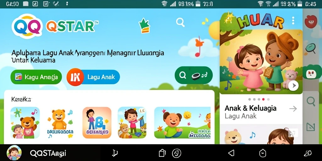 Tampilan antarmuka QQSTAR yang ceria dan interaktif untuk anak-anak.