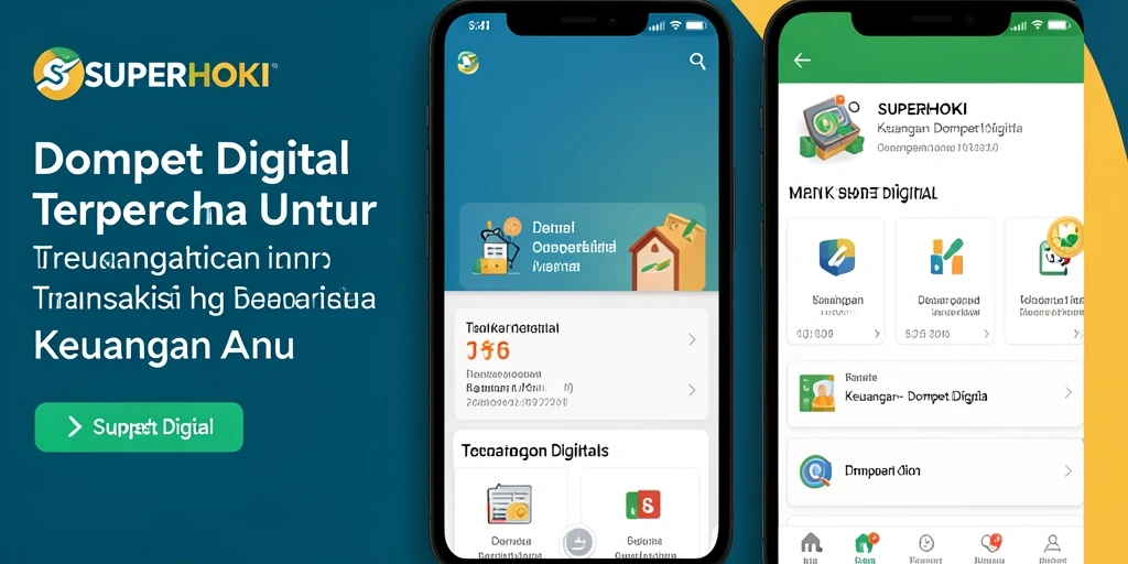 Tampilan antarmuka pengguna aplikasi Dompet Digital SUPERHOKI yang menarik dan fungsional.